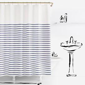 kate spade new york Harbour Stripe Shower Curtain in Navy