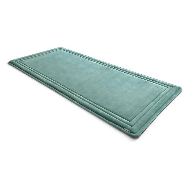24"x58" MICRODRY SoftLux Framed Memory Foam Bath Mat with Skid Resistant Base Aqua Blue: Machine Washable, Plush Runner