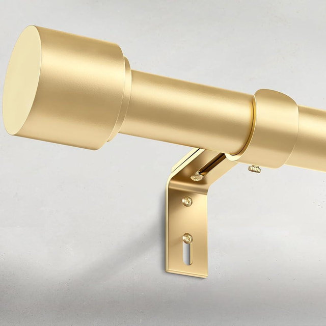GEEBOBO Gold Curtain Rods for Windows 120 to 170 Inch, 1 Inch Extra Long Heavy Duty Easy Install Adjustable Curtain Rods Set for Outdoor, Farmhouse, Bedroom, Living Room (Gold, 30"-170")