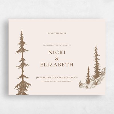 Natural, Brown Wedding Save the Date - Woodland Forest