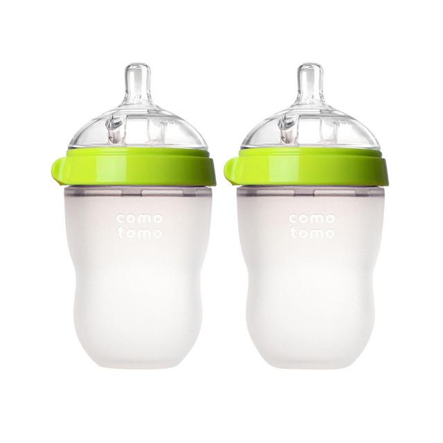 Comotomo Silicone Bottle 8-Oz (2 Pack)- Green