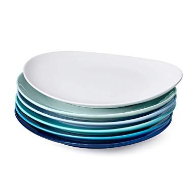 Sweese 150.003 Porcelain Dinner Plates - 11 Inch - Set of 6, Cool Assorted Colors