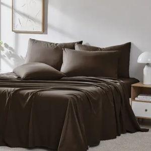 Vilano 6-piece Ultra Soft Extra Deep Pocket Bed Sheet Set - Brown - King