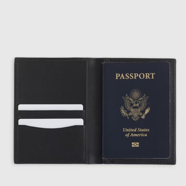 Nappa Leather RFID Blocking Passport Holder in Black