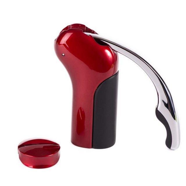Premium Corkscrew Vertical Wine Bottle Opener | Stainless Steel With Foil Cutter | Attractive, Sturdy & Functional | Vibrant Red