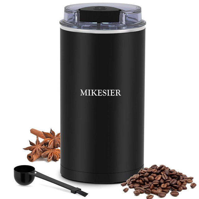 Coffee Grinder, Coffee Bean Grinder Electric, Herb/Spice/Nut Electric Grinder with 304 Stainless Steel Blade One Touch Operation for Kitchen or Home Use, Black