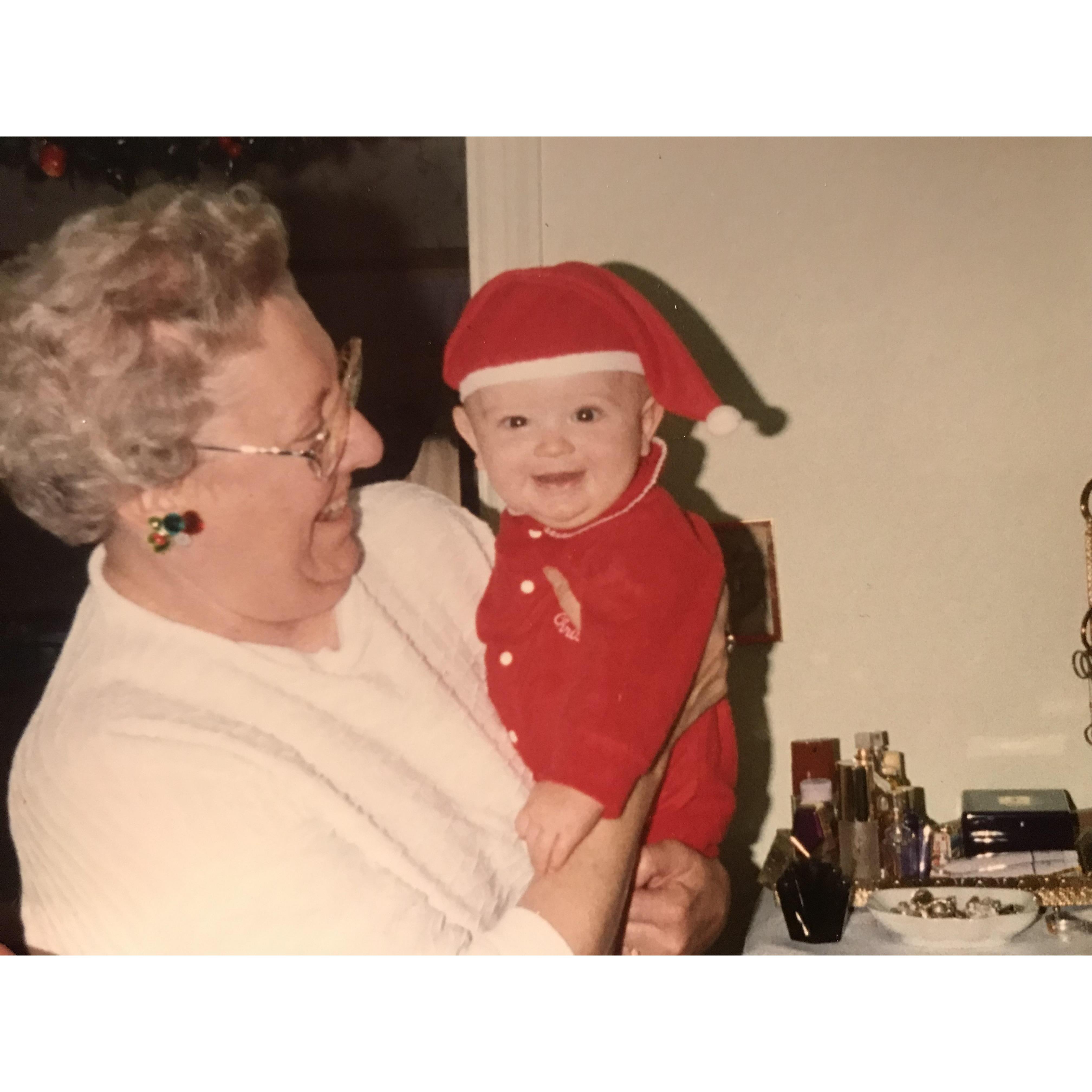 John with Grandma Toni at Christmas, ~1993