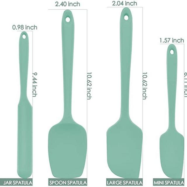 U-Taste 600ºF High Heat-Resistant Premium Silicone Spatula Set, BPA-Free One Piece Seamless Design, Non-Stick Rubber with 18/8 Stainless Steel Core, Cooking/Baking Utensil Set of 4(Teal/Aqua Sky)