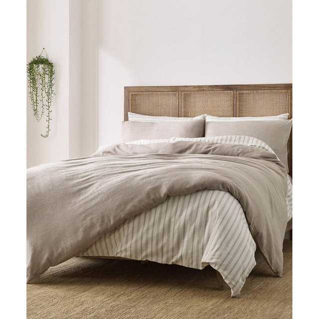 Blue Loom 3pc King/California King Vivie Solid Stone Washed Duvet Cover Bedding Set Slate
