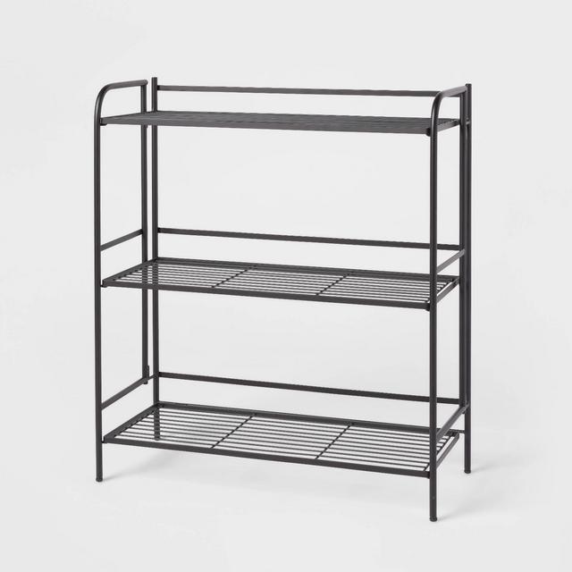 Folding 3 Wide Shelves Black - Brightroom™