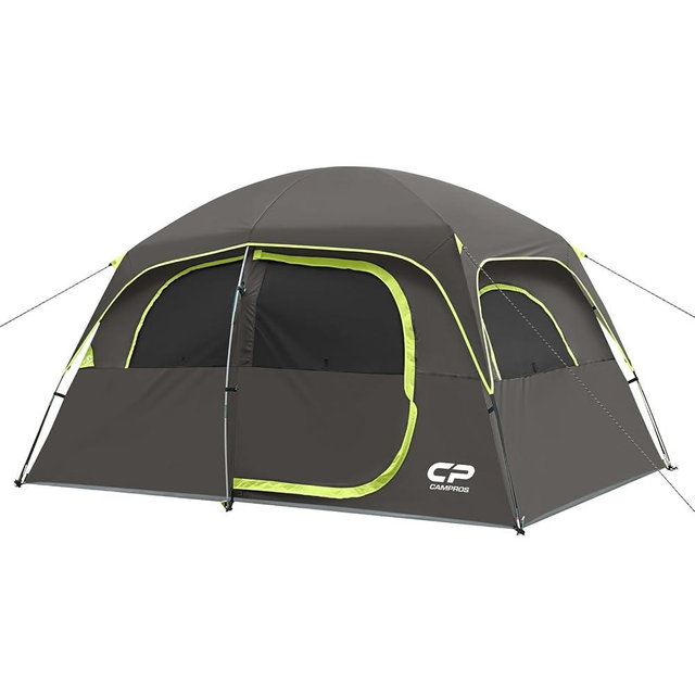 CAMPROS CP Upgraded 6/8 Person Camping Tents, Waterproof Windproof Family Tent with Larger Mesh Windows & Door, Double Layer, Easy Set Up, All-Season Dome Tent with Top Rainfly & Carry Bag