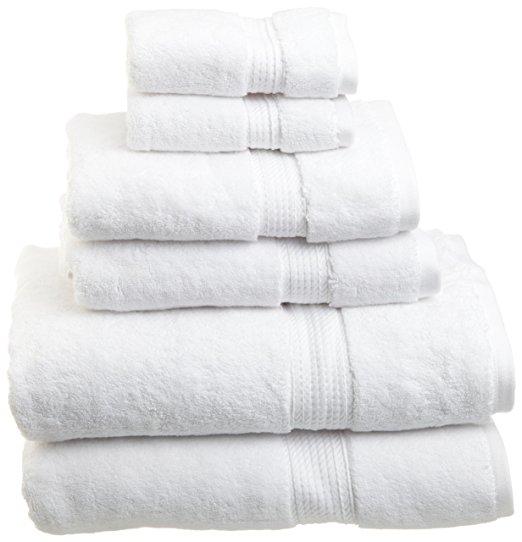 Superior 900 GSM Luxury Bathroom 6-Piece Towel Set, Made of 100% Premium Long-Staple Combed Cotton, 2 Hotel & Spa Quality Washcloths, 2 Hand Towels, and 2 Bath Towels - White
