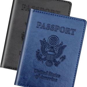 Herain Black & Dark Blue Passport Holder for Travel
