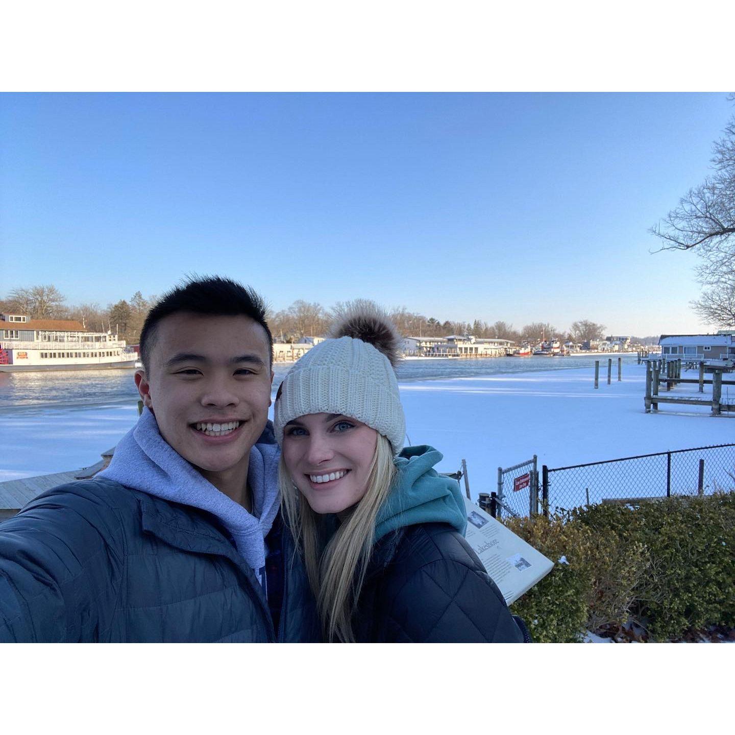 Chris visiting Olivia during spring break. We planned a day trip to Saugatuck, Michigan!