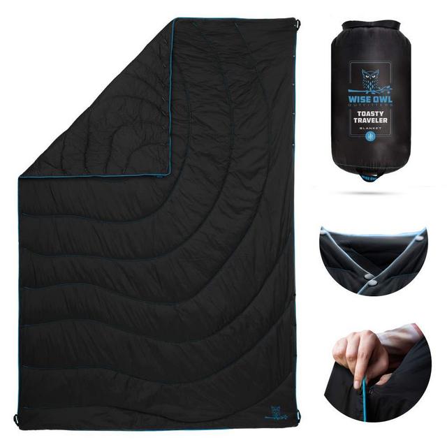 Wise Owl Outfitters Camping Blanket - Packable Compact Lightweight ”Toasty Traveler” for Outdoor Camp Backpacking Hiking and Cold Weather Travel - Puffy Ultralight Blankets
