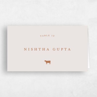 Light Greige, Beige Wedding Place Card - Marvis Beef