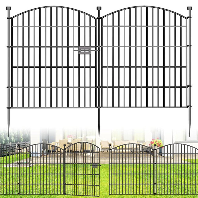 15 Panels Decorative Garden Fence with Gate - 32 in (H) x 35.4 ft (L) No Dig Dog Fence Outdoor for Yard, Rustproof Tall Garden Fencecing Panels, Animal Barrier Suitable for Yard Border, Patio