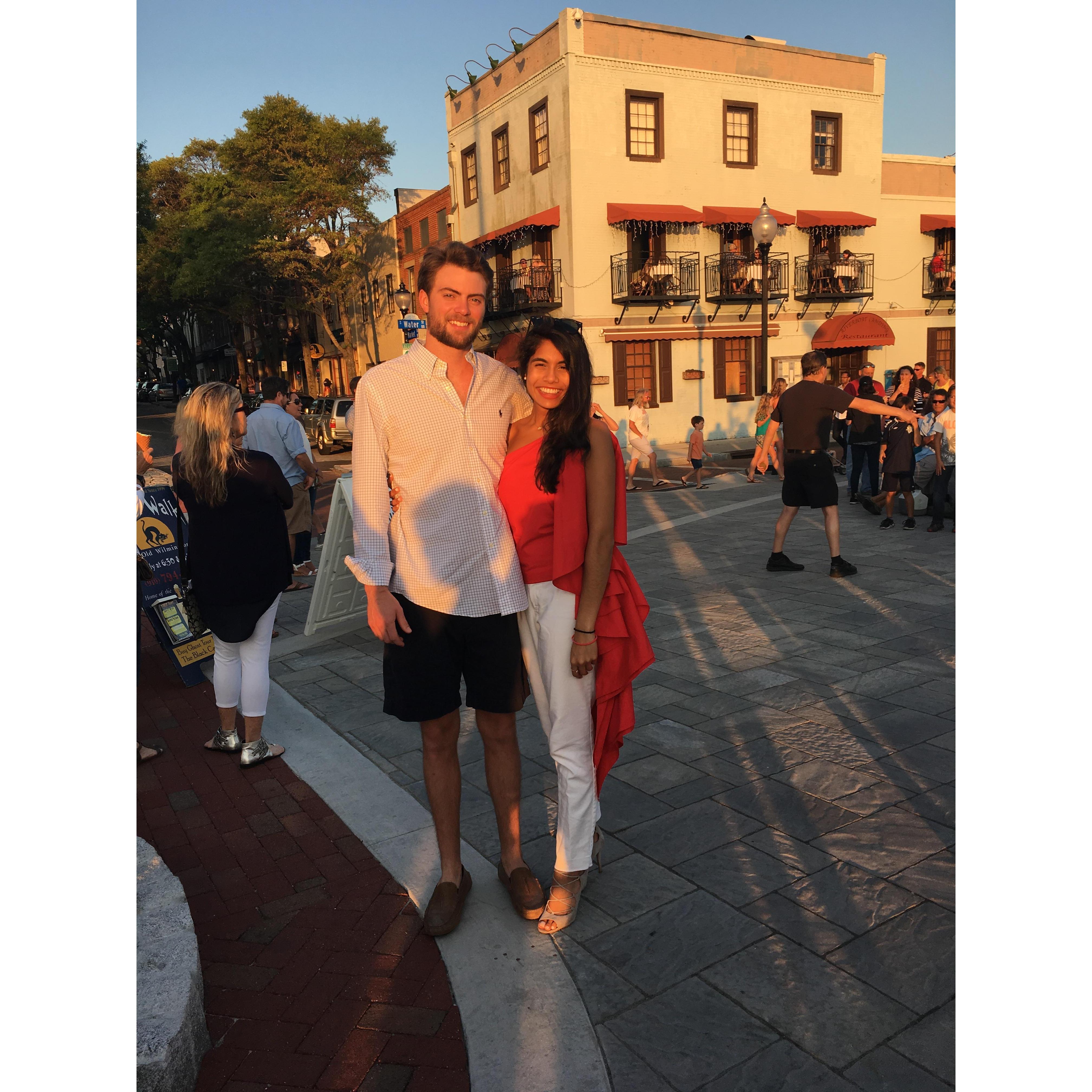 June 2017: Colin lost the March Madness bet and planned a romantic weekend getaway in Wilmington, NC!