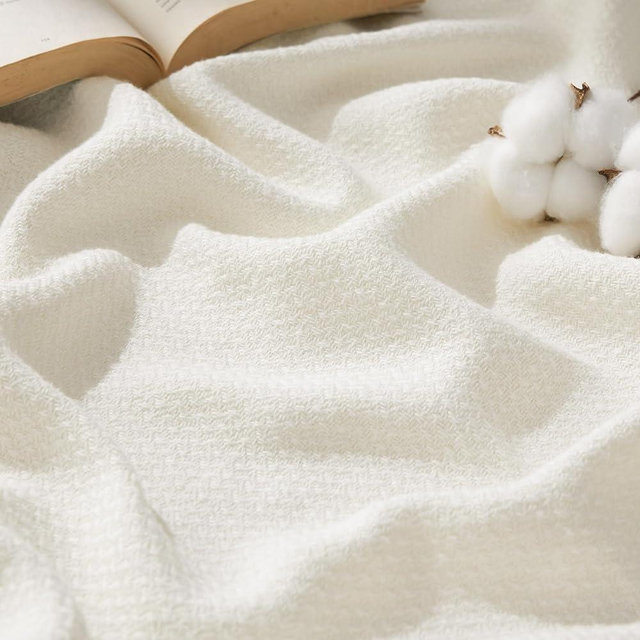 Bedsure 100% Cotton Large Blanket Oversized King for Bed 120x94 inches - Breathable Soft Cozy Herringbone Woven Blanket for Summer, Couch Cover, Cream