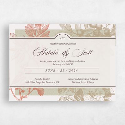 Coral, Pink Wedding Invitation - Ridgemoor Landscape
