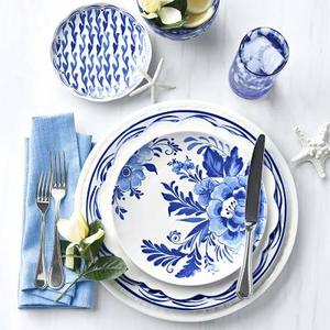 AERIN Sea Blue Floral Salad Plates