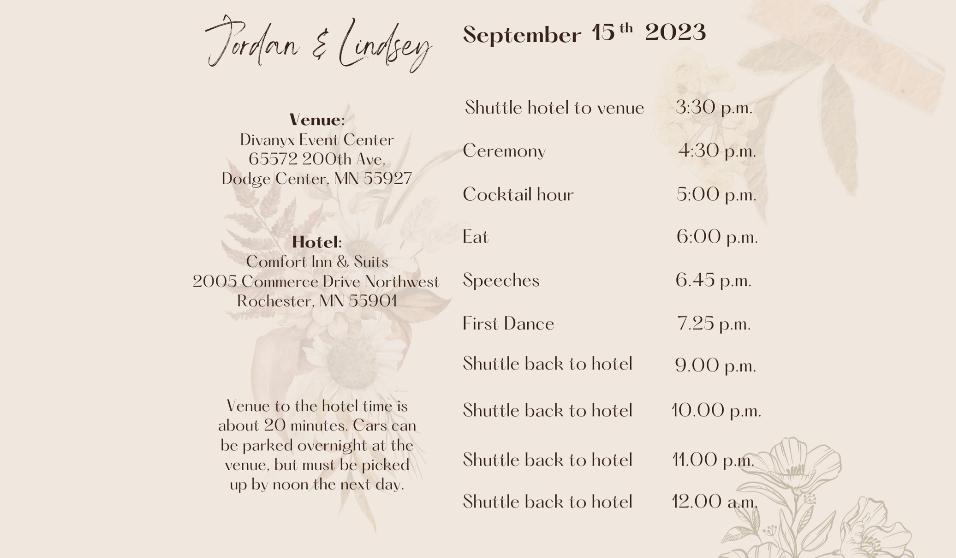 The Wedding Website of Lindsey Petersen and Jordan Kleinschmidt