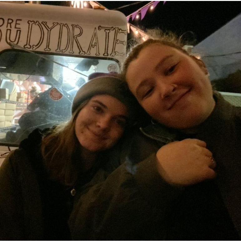 outside the varsity donut truck in aggieville, 2019