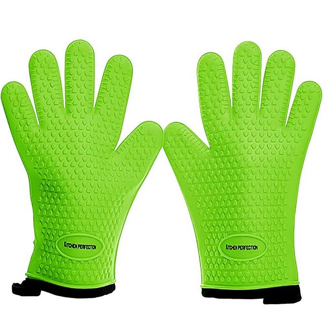 KITCHEN PERFECTION Silicone Smoker Oven Gloves -Extreme Heat Resistant BBQ Gloves-Handle Hot Food Right on Your Grill Fryer&Pit|Waterproof Grilling Cooking Baking Mitts |Superior Value Set +3 Bonuses