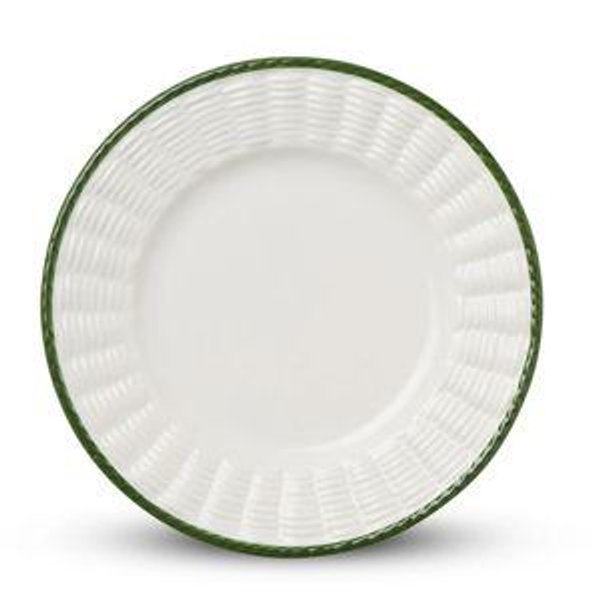 Set of 4 Basket Weave Dinner Plates, Green
