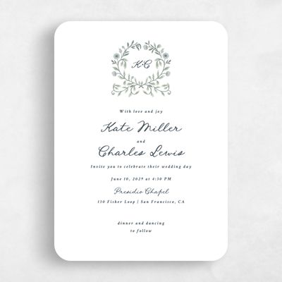 White Rounded Wedding Invitation - Pirouette Classic