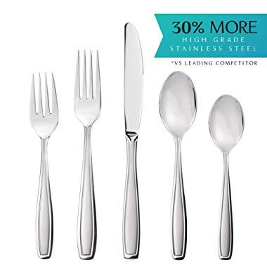 Radley & Stowe 20-Piece Flatware Solid Stainless Steel Silverware Set (Designer Grade with Matte Finish Handle), 4 Table Settings