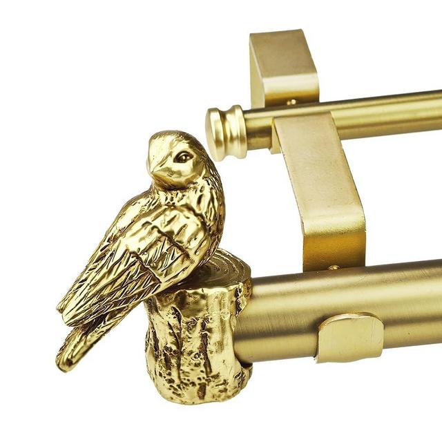 ILAISIHOME 1-1/8 Inch Diameter Brushed Gold Curtain Rod with Bird Design Finials, 36-72'' Telescoping Double Curtain Rods for window width 24-68 inch, 1 pack