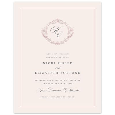 Grayed Mauve, Pink Wedding Digital Save the Date - Leonid Classic