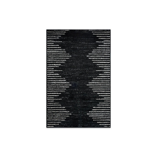 World Rug Gallery Area Rug Bohemian Stripe Jute Rug Carpets for Living Room Rugs for Sale - BLACK 2'7"x4': Low Pile, Stain-Resistant