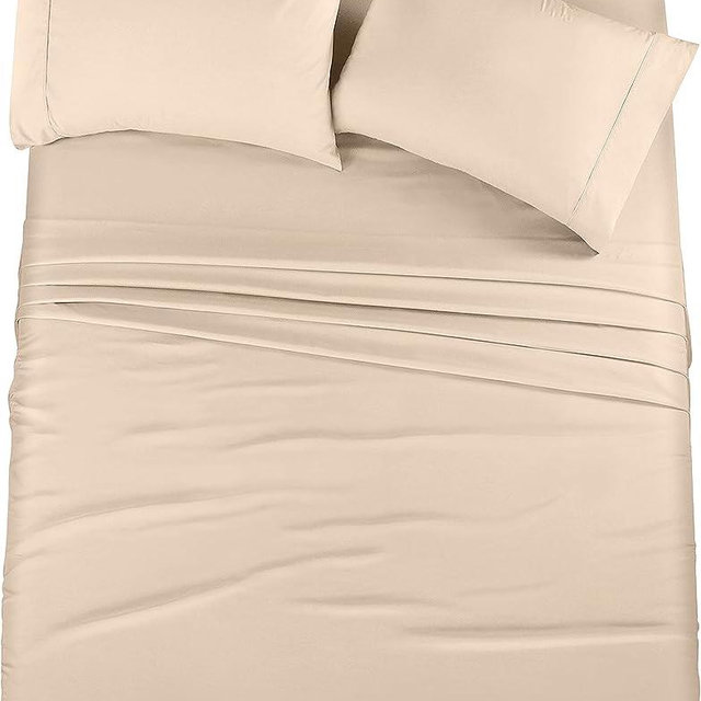 Utopia Bedding California King Bed Sheets Set - 4 Piece Bedding - Brushed Microfiber - Shrinkage and Fade Resistant - Easy Care (California King, Beige)