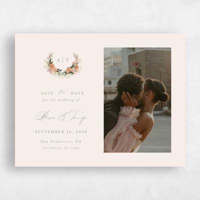 Linen, Orange Wedding Save the Date - Juniper Photo