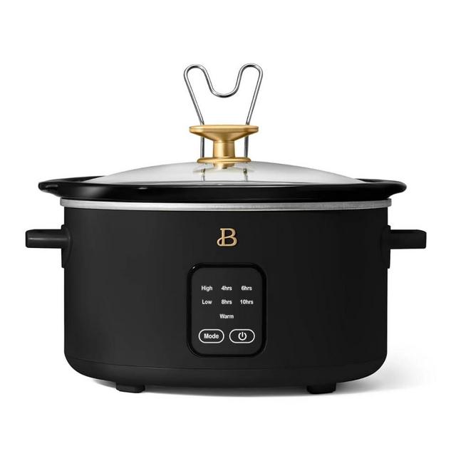 Beautiful 4-Quart Programmable Slow Cooker by Drew Barrymore – Touch Display, Removable Stoneware Pot, Automatic Warm Function (Black Sesame)