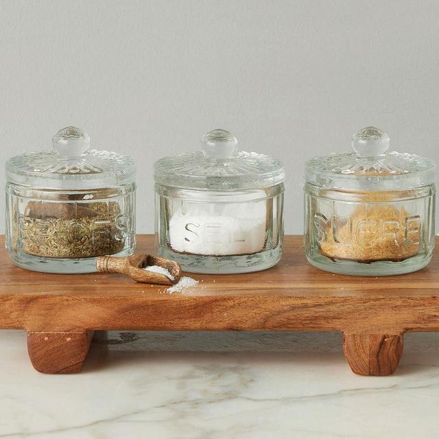 Bistro Glass Salt, Sugar, and Spice Cellar, Set of 3