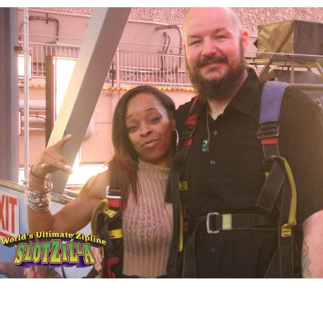 Celebrating Mya's 41st Birthday in Vegas Zip-lining over Freemont St.  We saw some shit that night!😛🤐🙄😘😘