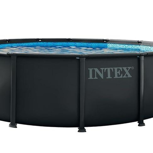 INTEX 26309MZ Ultra XTR Frame 14Ft x 42in Round Above Ground Outdoor Swimming Pool Set with Sand Filter Pump, Ground Cloth, Ladder, and Pool Cover