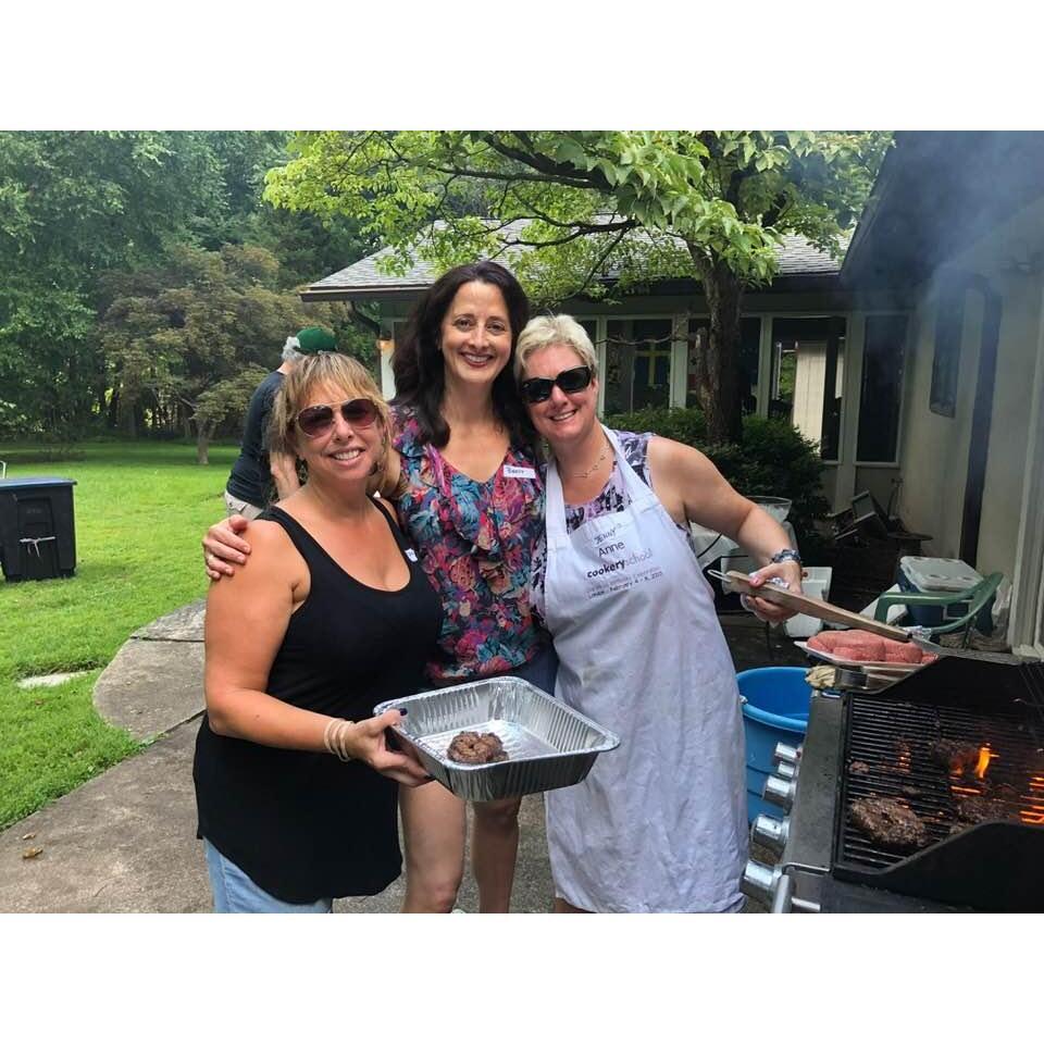 Jennifer with Maid of honor Rocky Weisberger and bridal attendant Brett Wernick at CERT summer picnic, August 2018