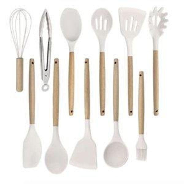 Silicone Cooking Utensil Set- WHITE