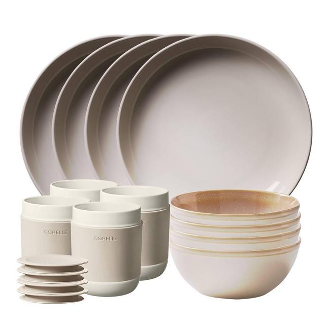 Corelle 16pc Stoneware Dinnerware Set Cream