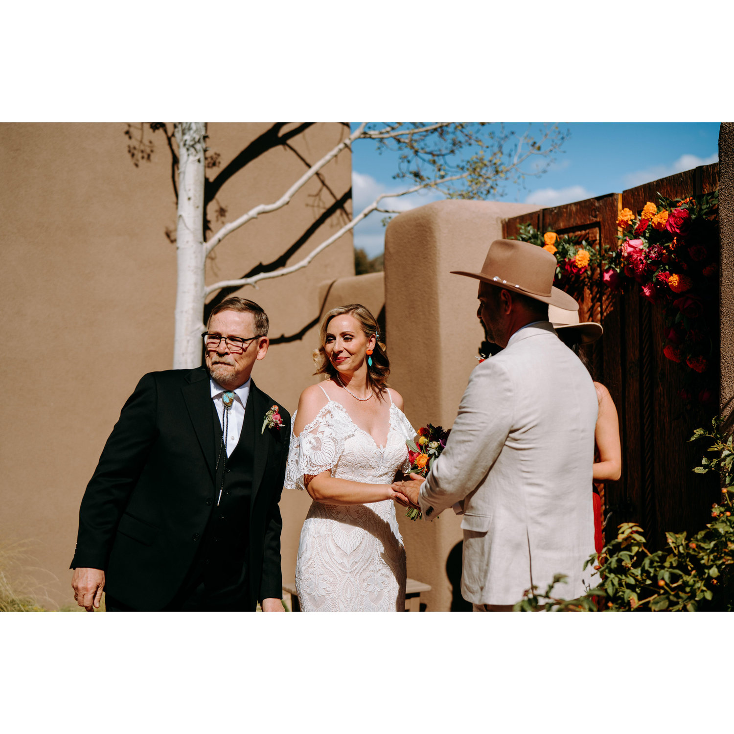 Jonathan (Jenn's Dad), Jenn, Shae and Marie (Shae's sister and the officiant)