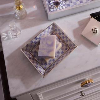 Violet Check Small Glass Vanity Tray