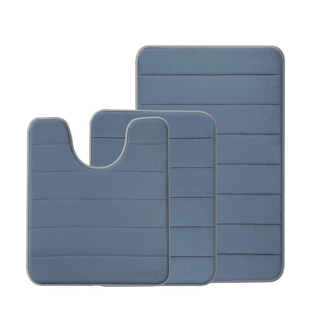 BSAOUTZ 3Pcs Bathroom Rugs Set, Memory Foam Bath Mat Set, Soft Absorbent Non-Slip Bathroom Mats, Machine Washable Quick Dry Bathroom Decor - Perfect for Shower, Bathtub (Grey)