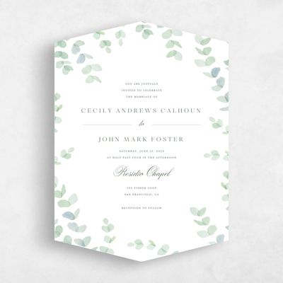 Green Diamond Wedding Invitation - Opalite Portrait