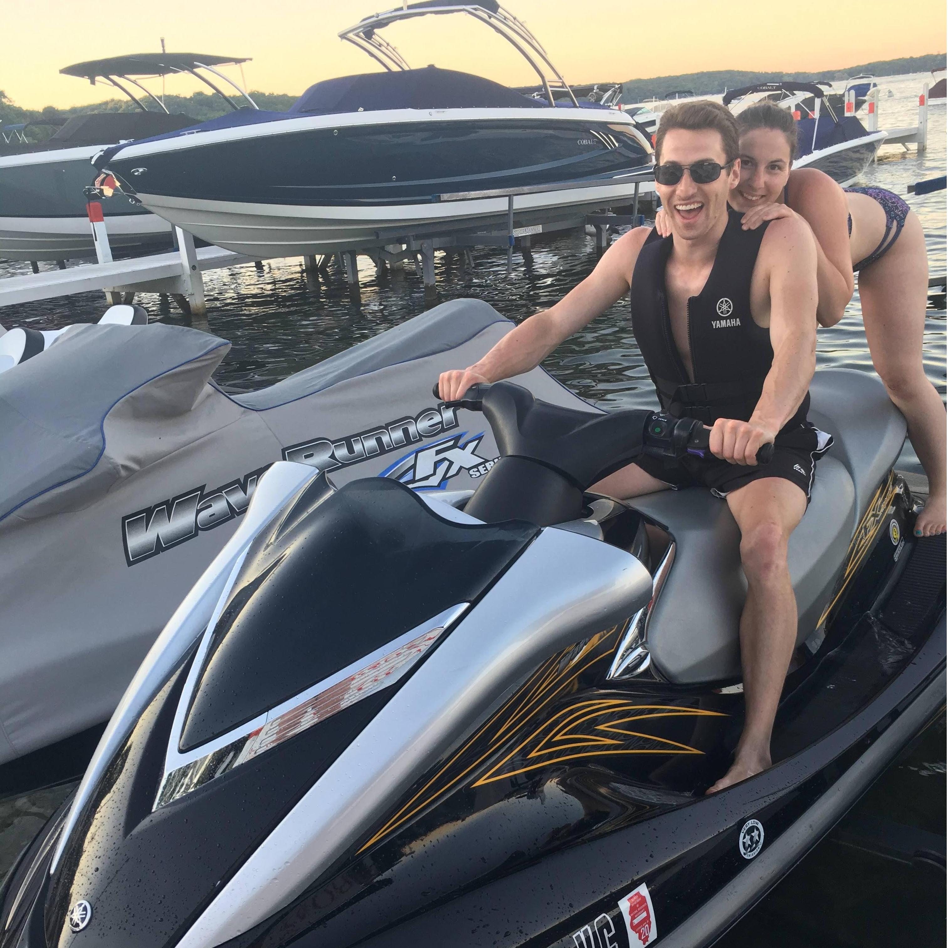 Micah's first time on a jet ski.