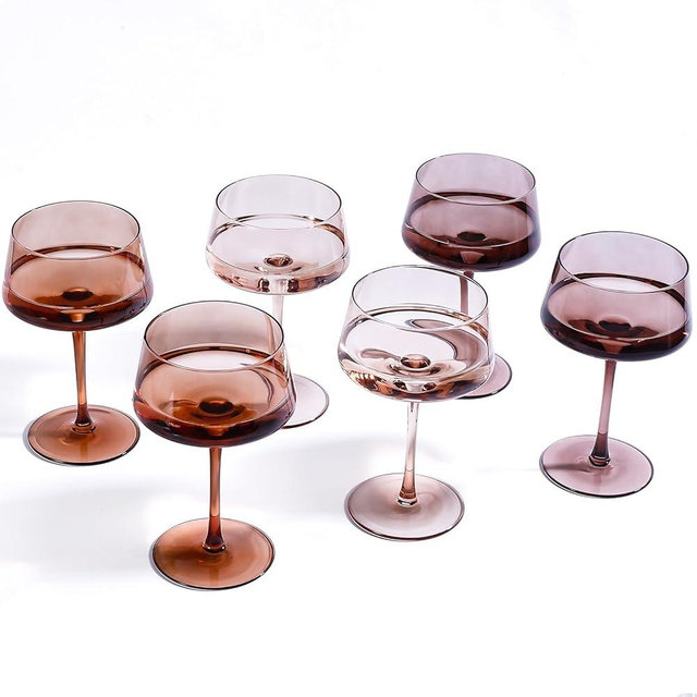 JOVGANK Colored Martini Glasses Set of 6, Hand Blown Venus Cocktail Glass 13Oz, Premium Crystal Coupe Glasses, Large Margarita Glasses, Bar Drinking Glass, Gift for Christmas, Party, Venus