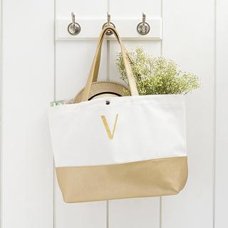 Personalized Metallic Gold Dipped Tote Bag